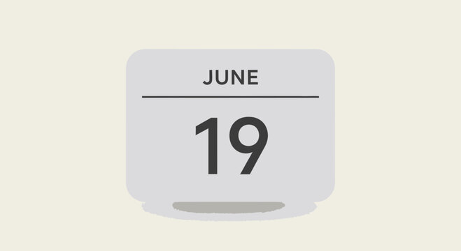 June 19th calendar page reminder, conceptual image for dates and appointments