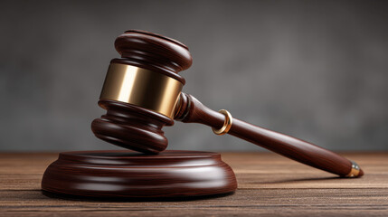 Obraz premium Judges gavel on wooden desk, legal symbol of court justice and decision