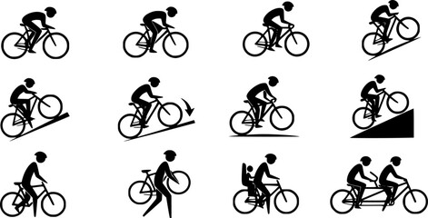 Naklejka premium Bicycle rider icon set. Black icon on white background 
