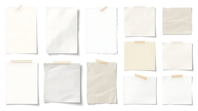 Torn Graph Paper Scrap with Tape Edges on White Background for Reminder Layout