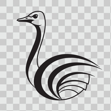 Abstract ostrich line art illustration with elegant geometric curves for modern artistic branding.