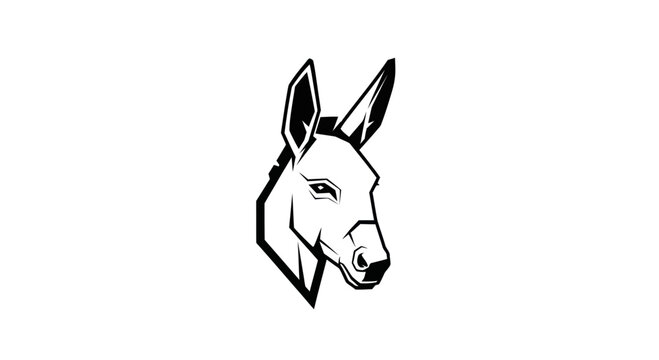 Donkey Head Silhouette, Vector Art, Farm Animal, Minimalist Style
