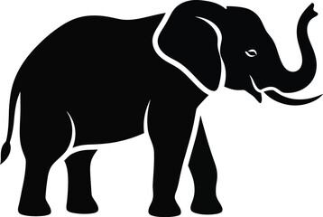 Fototapeta premium Black elephant icon, silhouette illustration, animal symbol, graphic design element