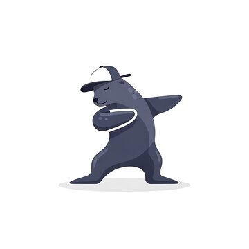 Animated illustration of a stylized seal character, wearing a cap and doing a dabbing pose on a clean, white background