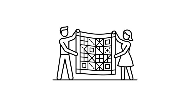 People Holding Up Quilt
