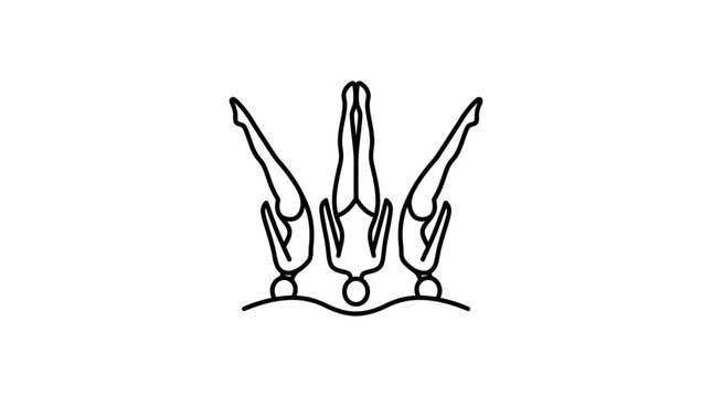 Three Divers Silhouetted Headfirst Into Water