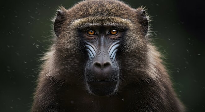 Close up portrait of a baboon with expressive face