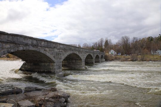 A stone bridge over a river