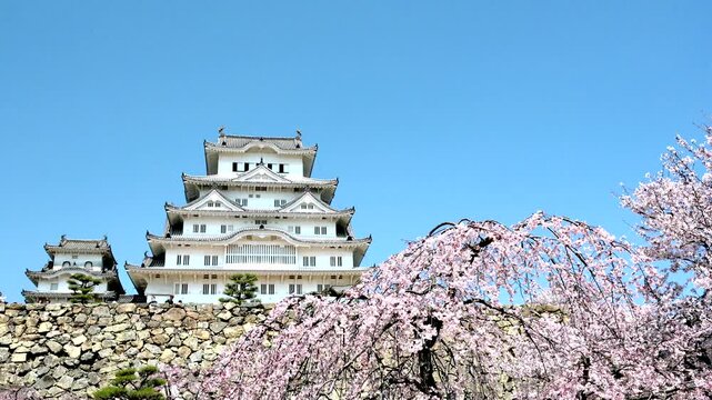 姫路城_現存12天守」の一つ 特に大天守と3つの小天守が渡櫓で結ばれた連立式天守の姿は壮観