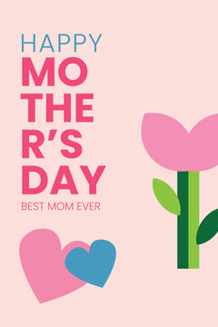 Cute Mothers Day greeting card with hearts and soft tones, perfect for expressing love and appreciation
