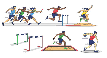 Fototapeta premium Athletics Race and Hurdles Competition, Track and Field Sports