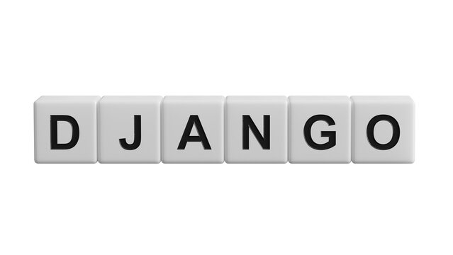 wooden cubes with DJANGO business word.close up of wooden cubes,Business Concept.Supports PNG files with transparent backgrounds.