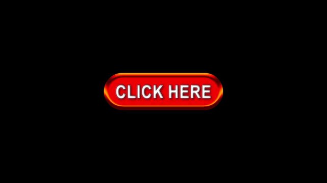 Click Here text with Computer hand click icon animation. Click Here button click mouse motion graphics. red Online button mouse cursor clicking on digital software 4k video footage. 