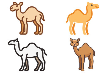Obraz premium Vector Silhouette of a Camel in Desert Landscape