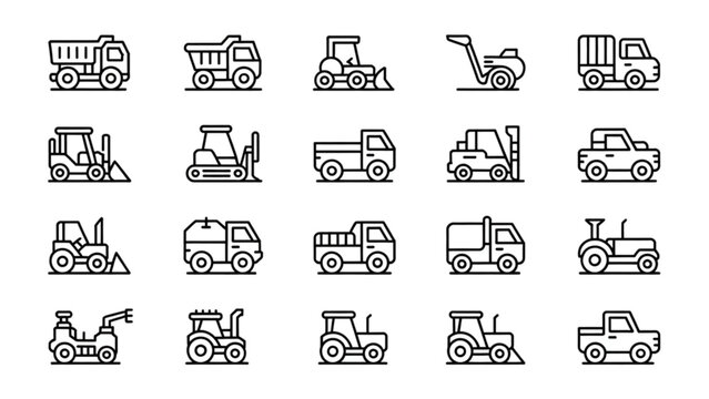 Assorted stylized icons depicting various animals and objects in simple line art Vector