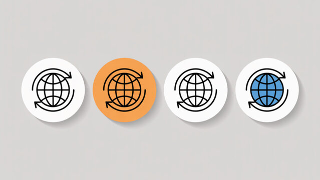 Four stylized icons depicting different types of ancient coins and tokens Vector