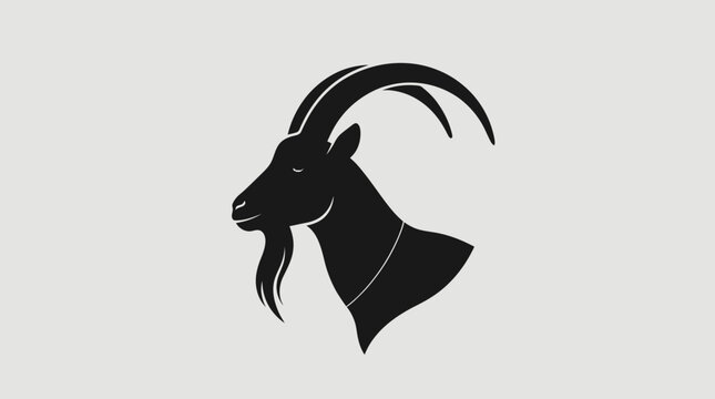 Minimalist Black Goat Head Logo Vector