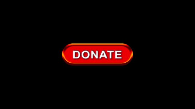 Donate text  with Computer hand click icon animation. Donate button click mouse motion graphics. red Online button mouse cursor clicking on digital software 4k video footage. 