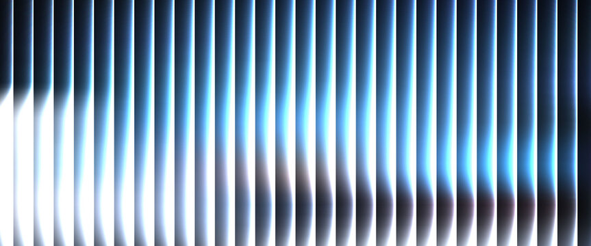 light rays through vertical blinds creating striped pattern on wall