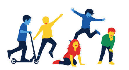 Fototapeta premium Happy diverse children playing and having fun.