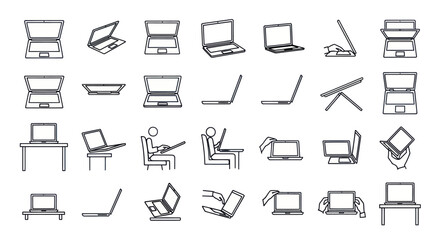 Collection of laptop computer icons and illustrations © Naswi