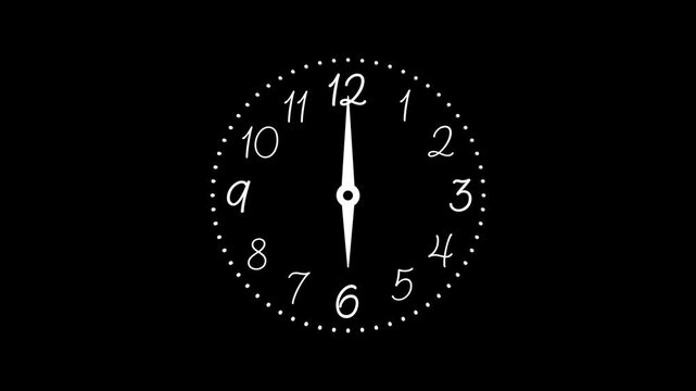 Analog Clock Timelapse Animation 12 Hour Loop Dark Background