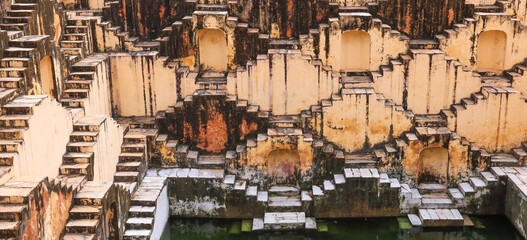 Fototapeta premium Panna Meena ka Kund ancient stepwell geometry