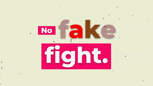 Typographic stopmotion animation of No fake fight for gym workout and fitness motivation on a textured background. Fitness motivation words