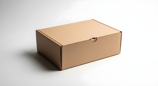 Brown Cardboard Box on White Background.