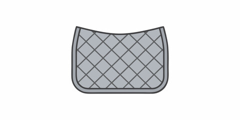 Simple illustration of a gray quilted saddle pad on a white background © Subarna