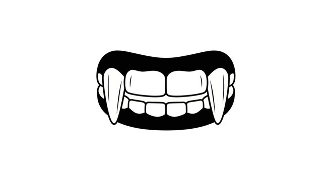 Vampire Fangs Mouth Halloween Biting Scary Teeth Isolated White Background