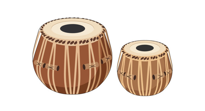Traditional Indian Tabla Drums Musical Instrument Set.