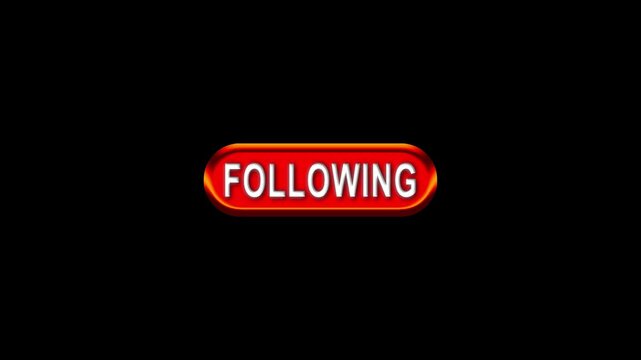 Following text  with Computer hand click icon animation. Following button click mouse motion graphics. red Online button mouse cursor clicking on digital software 4k video footage. 