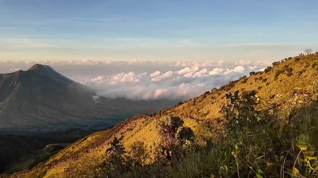 Sea of Clouds Sunrise View from Mount Merbabu Indonesia