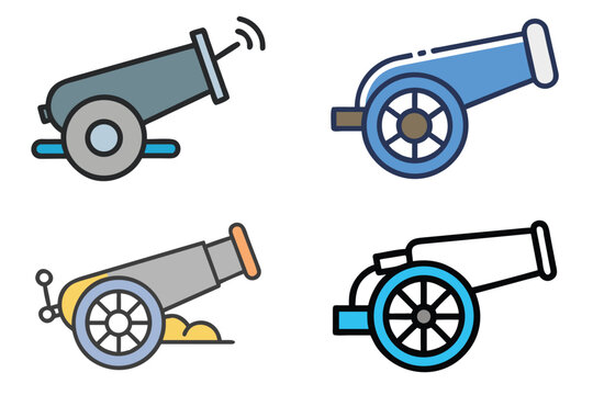 Vintage Cannon Vector Illustration - Old Artillery Weapon