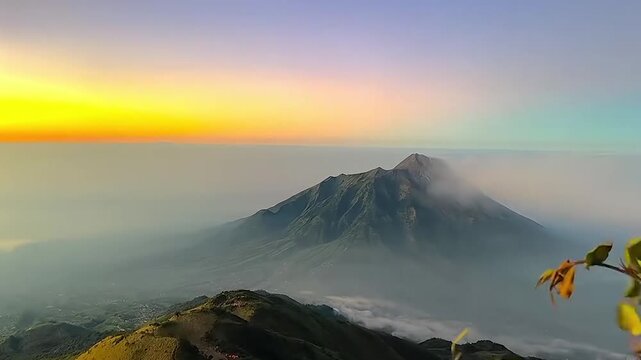 Sea of Clouds Sunrise View from Mount Merbabu Indonesia