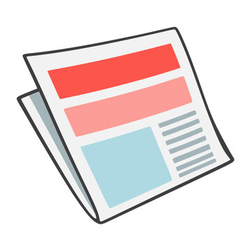 fresh newspaper update mass information flat color vector illustration template design