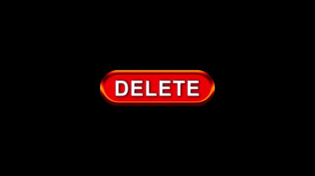 Delete text  with Computer hand click icon animation. Delete button click mouse motion graphics. red Online button mouse cursor clicking on digital software 4k video footage. 