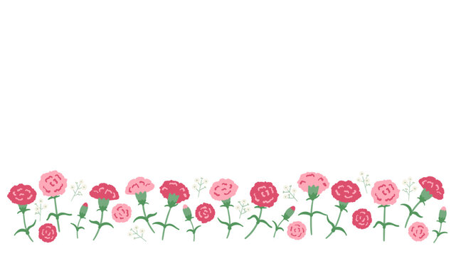 Mother&rsquo;s Day bottom carnation floral border background with copy space illustration vector