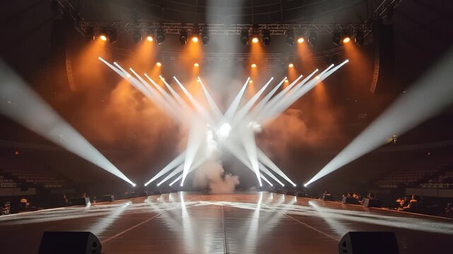 Empty stage with dramatic lighting for commercial advertising, marketing campaigns, and creative projects