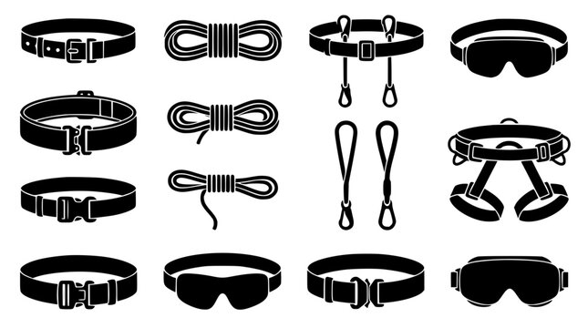 BDSM bondage gear vector illustration set for design