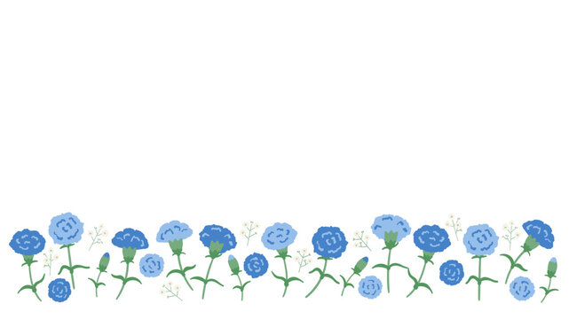 Father&rsquo;s Day bottom blue carnation floral border background illustration vector