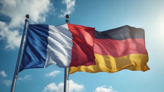 Flags of France and Germany Representing Shifting Power and Independence