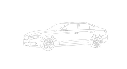 Obraz premium Outline of a modern sedan car against a clean white background