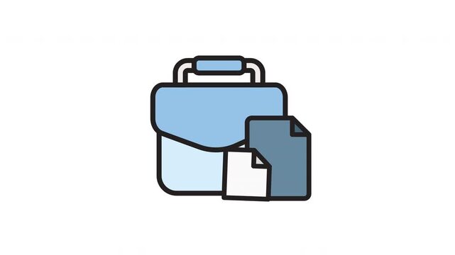 A simple, clean icon representing a briefcase with a document next to it.