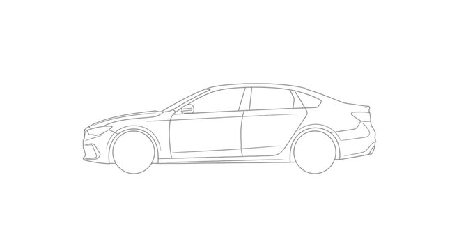 Outline of a modern sedan car side view vector illustration design
