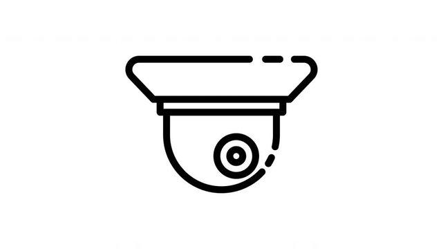 Line art icon of a dome security camera, surveillance system symbol.