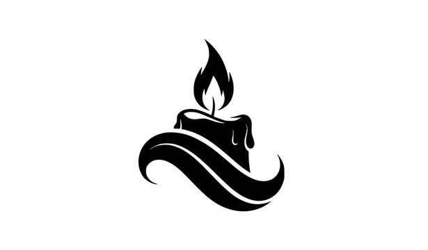 Decorative candle silhouette mom bati flame icon isolated on white