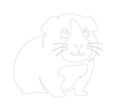 Minimalist guinea pig line art vector, cute cavy pet continuous line drawing, simple animal outline illustration for coloring or logo design