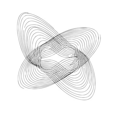 A black and white image of a torus with contour lines Vector, illustration